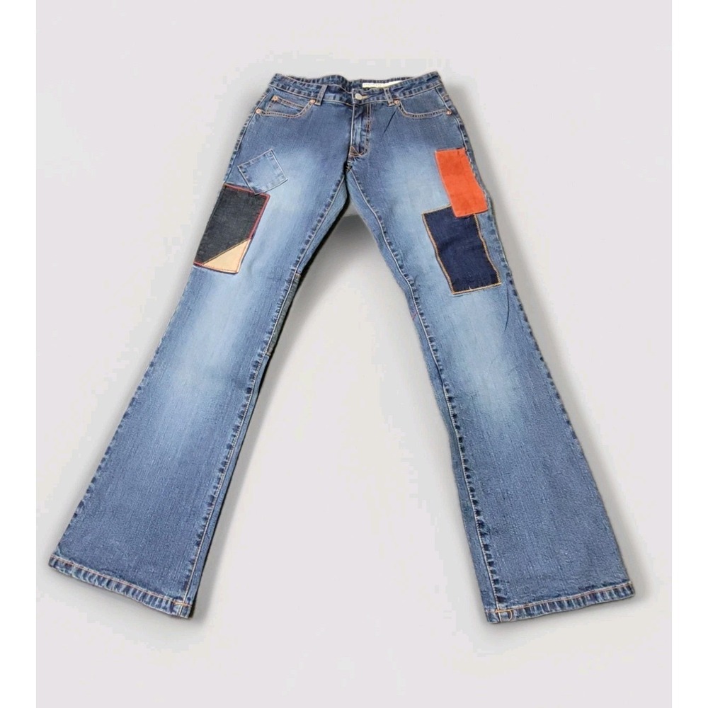 Azzure Jeans‎ Women's 28 Blue Patchwork Flare Low Rise Stretch Denim